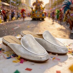 Etienne Aigner ‘Capri’ Silver Slip On Mule